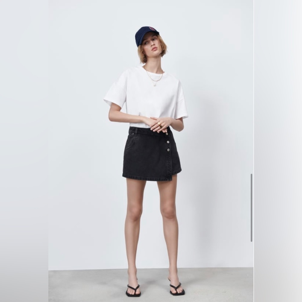 Zara BUTTONED DENIM SKORT
